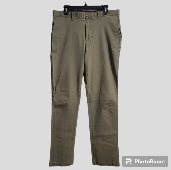 Banana Republic Aiden Chino Pants Mens 34x33 Green Stretch Ribbed Casual-Formal - Picture 1 of 10
